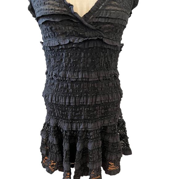 Max Studio black lace tiered party dress M - Picture 3 of 6